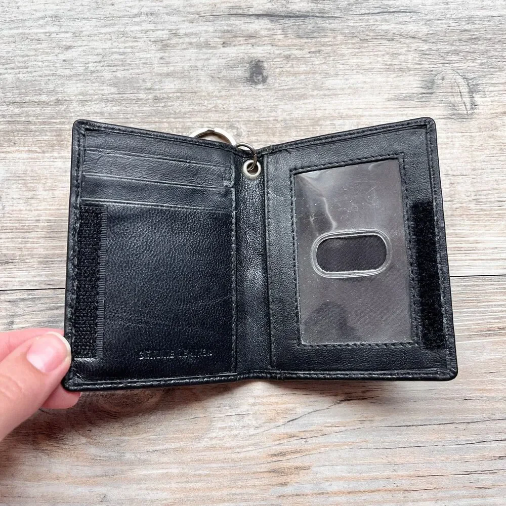 UW Madison Leather Wallet Black Embossed Badgers Keychain Wallet Minimalist